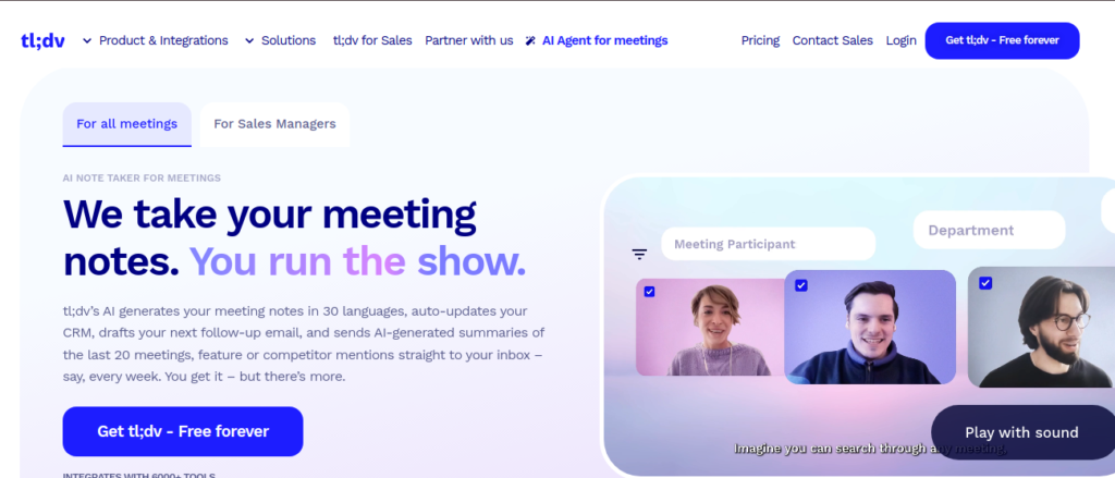 tl;dv tool review among top 5 Free ai notetakers in 2025